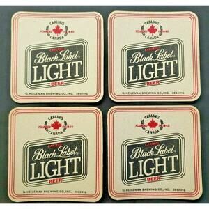 1970's Black Label Beer Glass Coasters 3.5" Heileman Brewing Co (4) NOS PB61